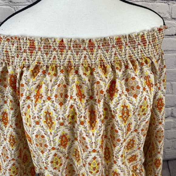 Sanctuary Yellow Gold Geometric Aztec Mid Dress Boho Cold Shoulder size Medium - Picture 3 of 13